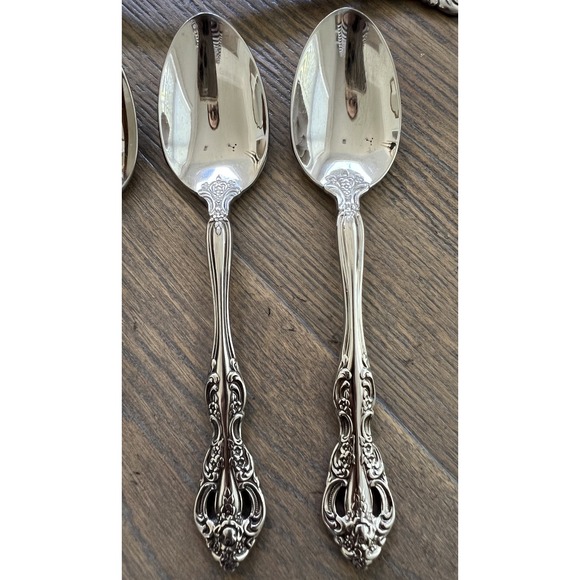 (3) Oneida MICHELANGELO Stainless Heirloom Cube Teaspoons (1) serving spoon - Picture 2 of 5